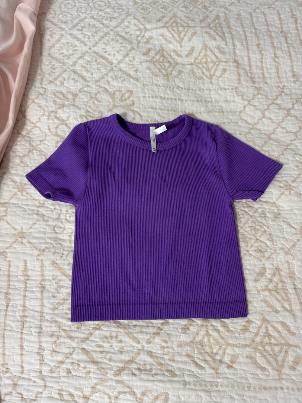 purple ribbed crop top